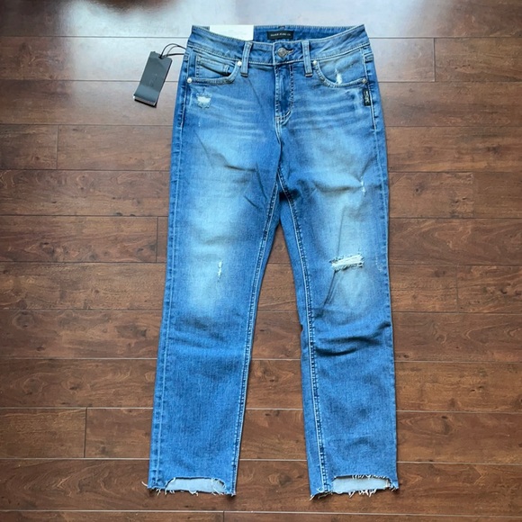 Brand New Silver Jeans Avery Slim Crop High Rose Curvy Jeans - Picture 4 of 8